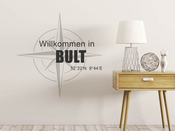 Wandtattoo Willkommen in Bult mit den Koordinaten 52°22'N 9°44'E