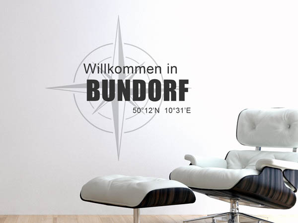 Wandtattoo Willkommen in Bundorf mit den Koordinaten 50°12'N 10°31'E