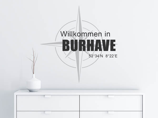 Wandtattoo Willkommen in Burhave mit den Koordinaten 53°34'N 8°22'E