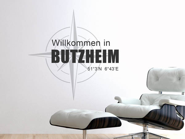 Wandtattoo Willkommen in Butzheim mit den Koordinaten 51°3'N 6°43'E