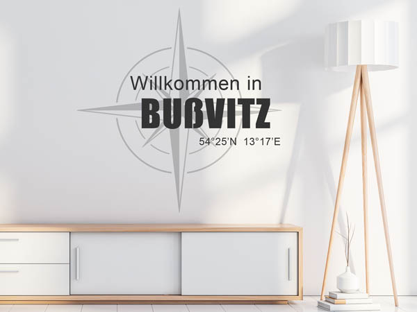 Wandtattoo Willkommen in Bußvitz mit den Koordinaten 54°25'N 13°17'E