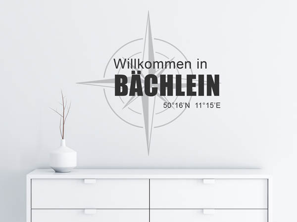 Wandtattoo Willkommen in Bächlein mit den Koordinaten 50°16'N 11°15'E