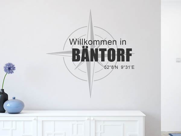 Wandtattoo Willkommen in Bäntorf mit den Koordinaten 52°8'N 9°31'E