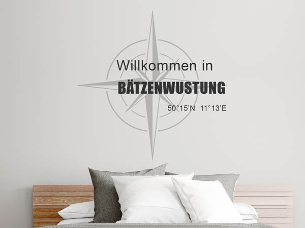 Wandtattoo Willkommen in Bätzenwustung mit den Koordinaten 50°15'N 11°13'E