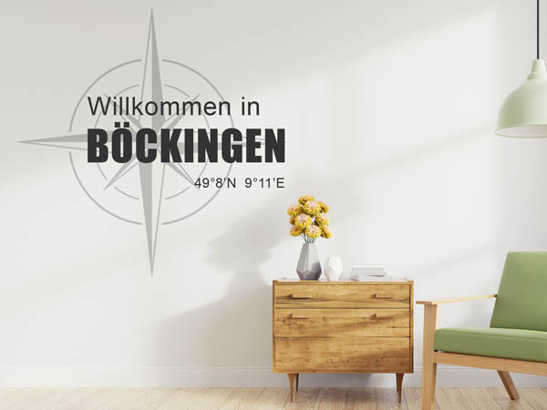 Wandtattoo Willkommen in Böckingen mit den Koordinaten 49°8'N 9°11'E