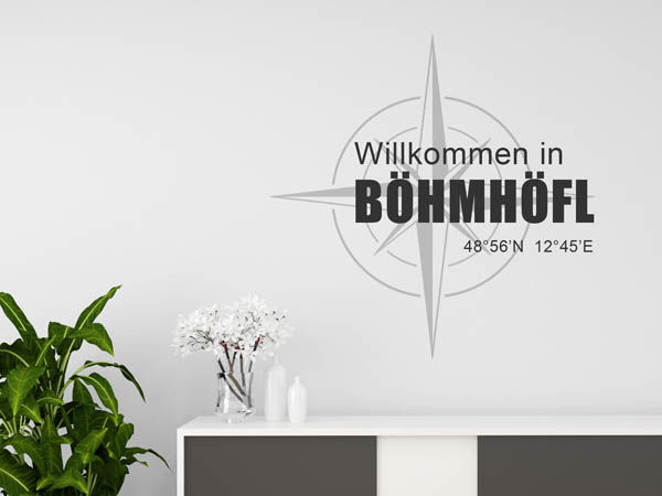 Wandtattoo Willkommen in Böhmhöfl mit den Koordinaten 48°56'N 12°45'E