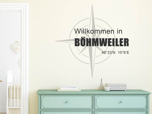 Wandtattoo Willkommen in Böhmweiler mit den Koordinaten 49°23'N 10°6'E