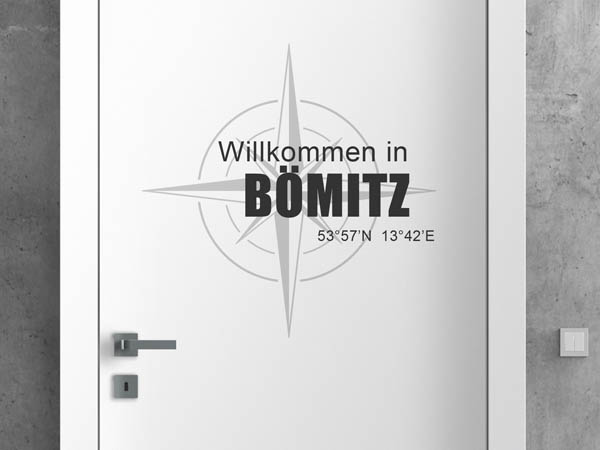 Wandtattoo Willkommen in Bömitz mit den Koordinaten 53°57'N 13°42'E