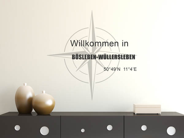Wandtattoo Willkommen in Bösleben-Wüllersleben mit den Koordinaten 50°49'N 11°4'E