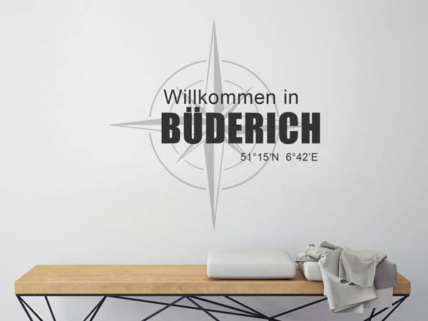 Wandtattoo Willkommen in Büderich mit den Koordinaten 51°15'N 6°42'E
