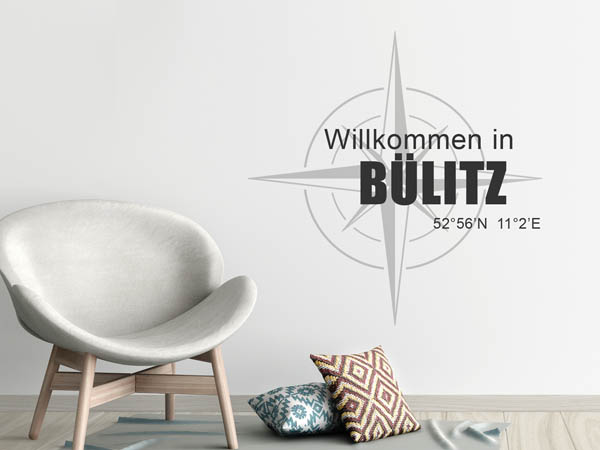 Wandtattoo Willkommen in Bülitz mit den Koordinaten 52°56'N 11°2'E
