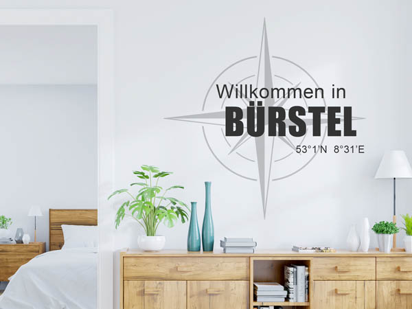 Wandtattoo Willkommen in Bürstel mit den Koordinaten 53°1'N 8°31'E