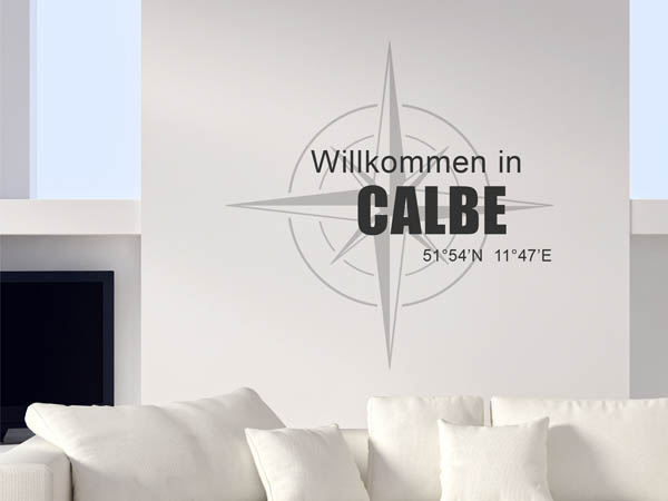 Wandtattoo Willkommen in Calbe mit den Koordinaten 51°54'N 11°47'E