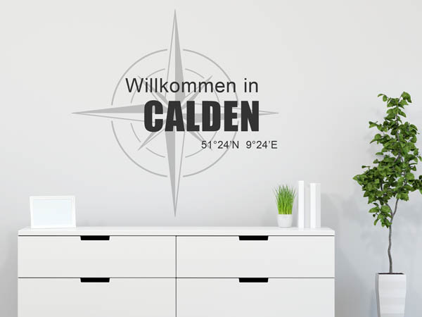 Wandtattoo Willkommen in Calden mit den Koordinaten 51°24'N 9°24'E