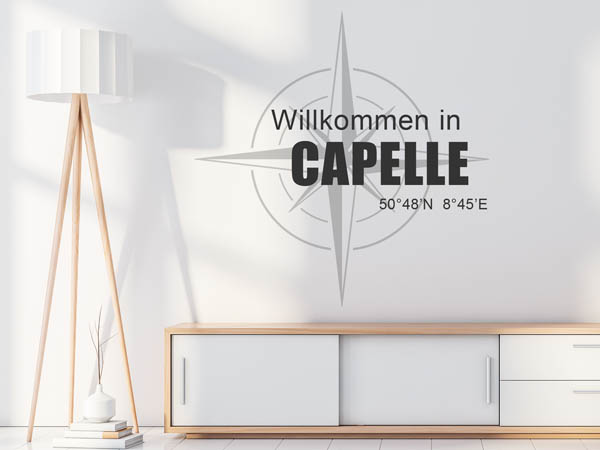 Wandtattoo Willkommen in Capelle mit den Koordinaten 50°48'N 8°45'E