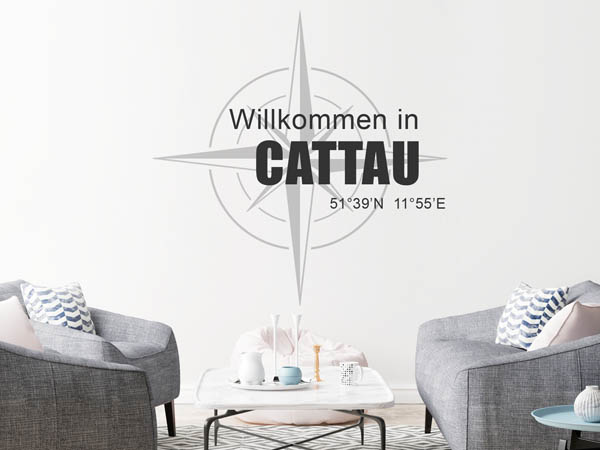 Wandtattoo Willkommen in Cattau mit den Koordinaten 51°39'N 11°55'E