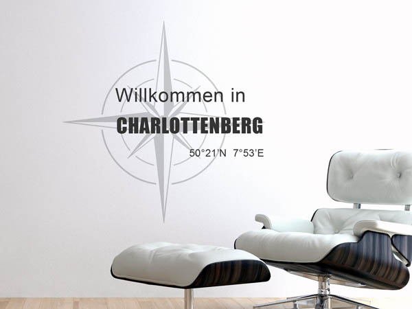 Wandtattoo Willkommen in Charlottenberg mit den Koordinaten 50°21'N 7°53'E