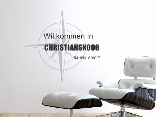 Wandtattoo Willkommen in Christianskoog mit den Koordinaten 54°8'N 8°60'E