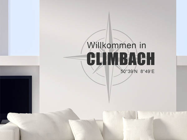 Wandtattoo Willkommen in Climbach mit den Koordinaten 50°39'N 8°49'E
