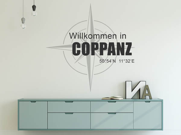 Wandtattoo Willkommen in Coppanz mit den Koordinaten 50°54'N 11°32'E