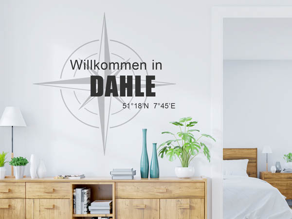 Wandtattoo Willkommen in Dahle mit den Koordinaten 51°18'N 7°45'E