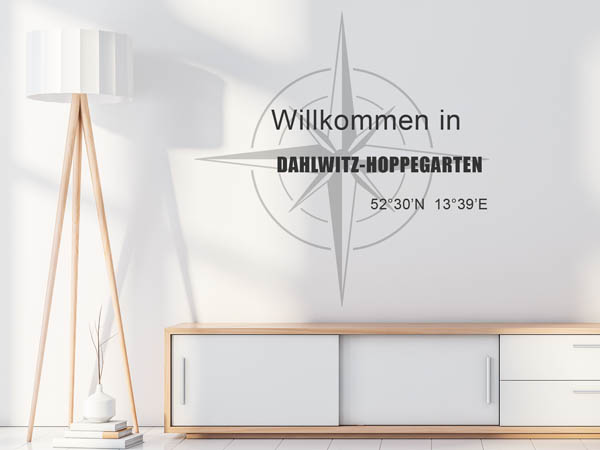 Wandtattoo Willkommen in Dahlwitz-Hoppegarten mit den Koordinaten 52°30'N 13°39'E