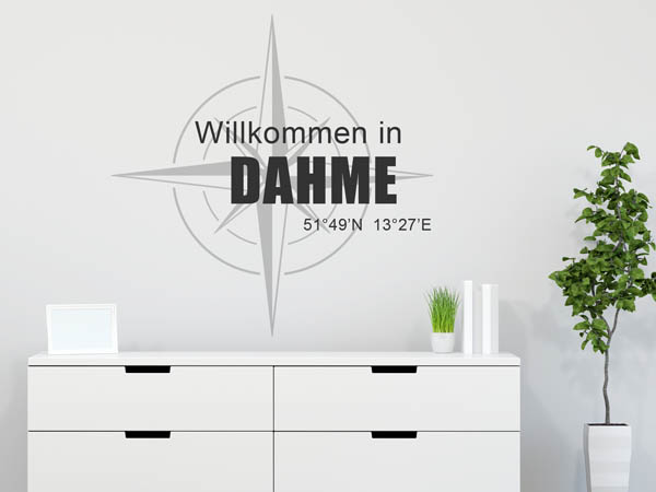Wandtattoo Willkommen in Dahme mit den Koordinaten 51°49'N 13°27'E