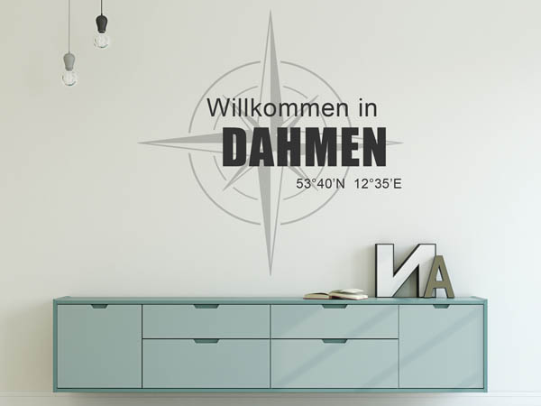 Wandtattoo Willkommen in Dahmen mit den Koordinaten 53°40'N 12°35'E