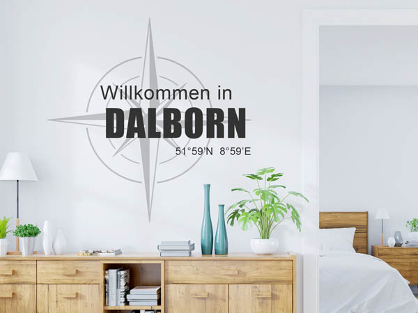 Wandtattoo Willkommen in Dalborn mit den Koordinaten 51°59'N 8°59'E