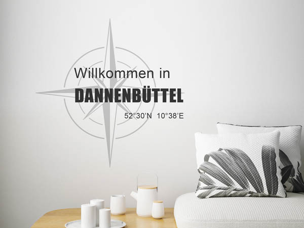 Wandtattoo Willkommen in Dannenbüttel mit den Koordinaten 52°30'N 10°38'E