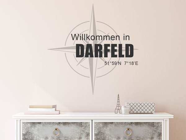 Wandtattoo Willkommen in Darfeld mit den Koordinaten 51°59'N 7°18'E