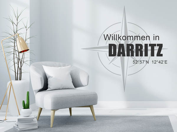 Wandtattoo Willkommen in Darritz mit den Koordinaten 52°57'N 12°42'E