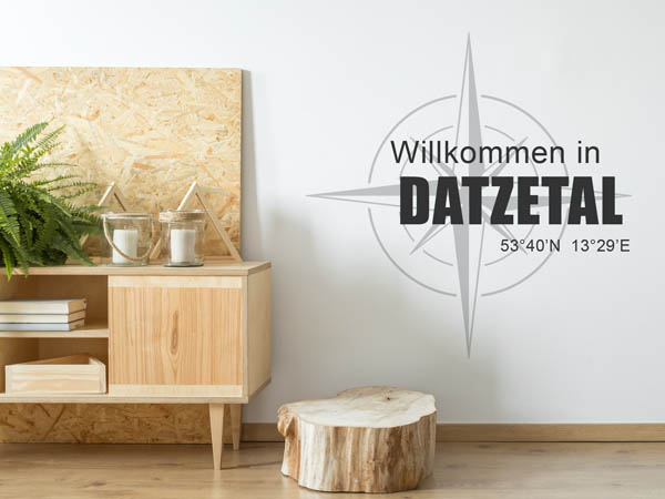 Wandtattoo Willkommen in Datzetal mit den Koordinaten 53°40'N 13°29'E