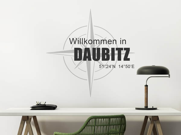 Wandtattoo Willkommen in Daubitz mit den Koordinaten 51°24'N 14°50'E