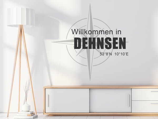 Wandtattoo Willkommen in Dehnsen mit den Koordinaten 53°8'N 10°10'E