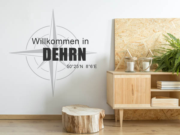 Wandtattoo Willkommen in Dehrn mit den Koordinaten 50°25'N 8°6'E