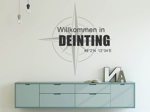 Wandtattoo Willkommen in Deinting mit den Koordinaten 48°2'N 12°34'E