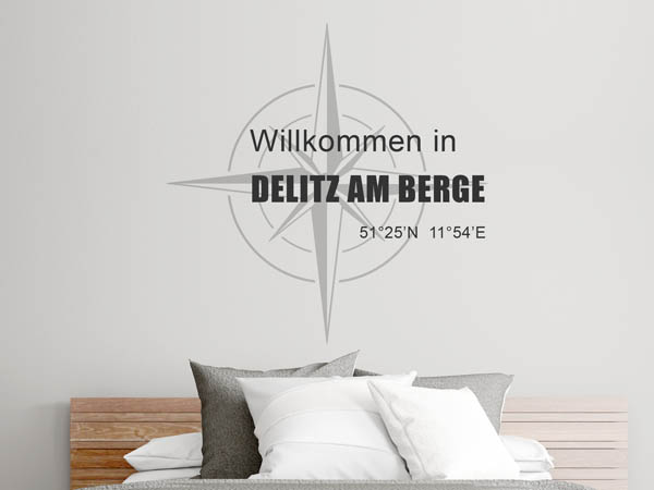 Wandtattoo Willkommen in Delitz am Berge mit den Koordinaten 51°25'N 11°54'E