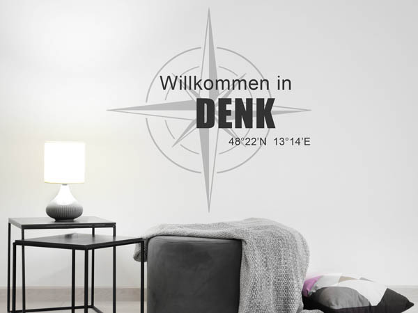 Wandtattoo Willkommen in Denk mit den Koordinaten 48°22'N 13°14'E