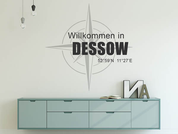 Wandtattoo Willkommen in Dessow mit den Koordinaten 52°59'N 11°27'E