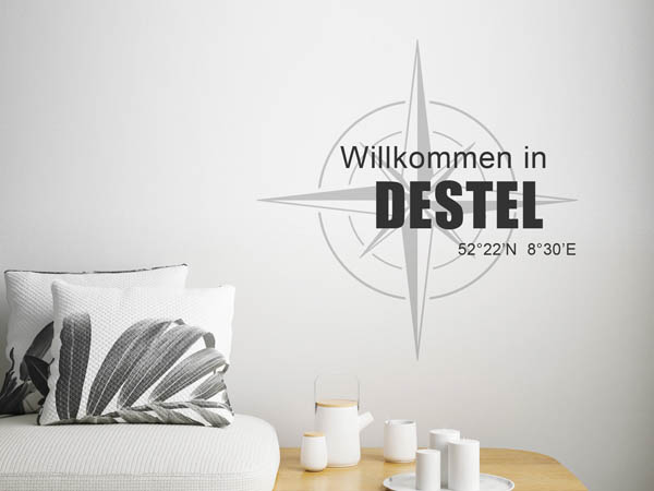 Wandtattoo Willkommen in Destel mit den Koordinaten 52°22'N 8°30'E