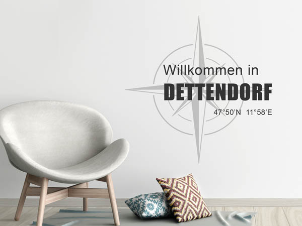 Wandtattoo Willkommen in Dettendorf mit den Koordinaten 47°50'N 11°58'E