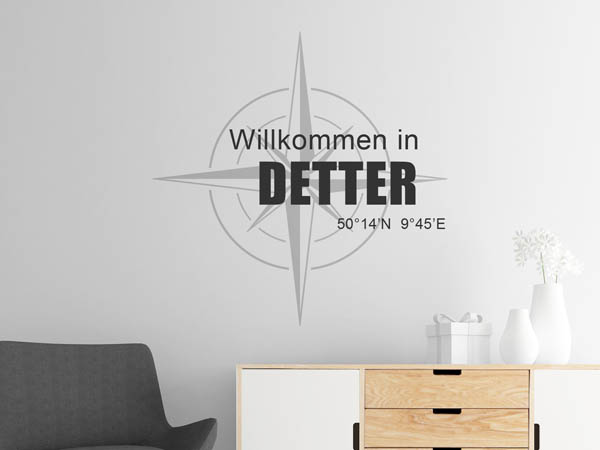 Wandtattoo Willkommen in Detter mit den Koordinaten 50°14'N 9°45'E