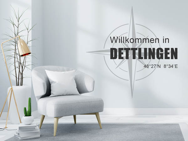 Wandtattoo Willkommen in Dettlingen mit den Koordinaten 48°27'N 8°34'E