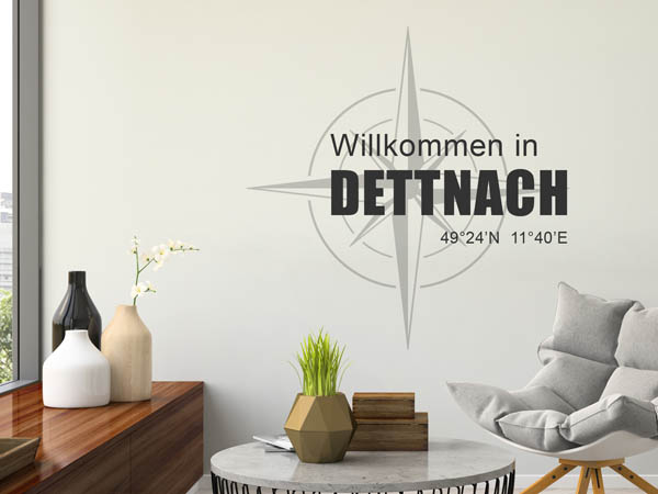 Wandtattoo Willkommen in Dettnach mit den Koordinaten 49°24'N 11°40'E