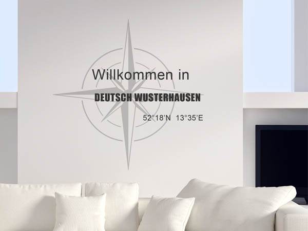 Wandtattoo Willkommen in Deutsch Wusterhausen mit den Koordinaten 52°18'N 13°35'E