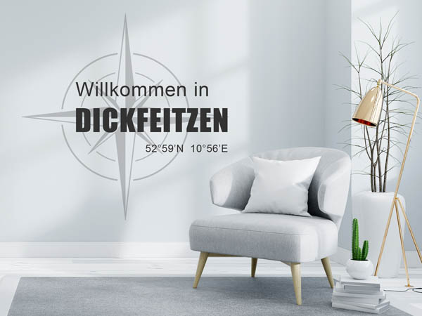 Wandtattoo Willkommen in Dickfeitzen mit den Koordinaten 52°59'N 10°56'E