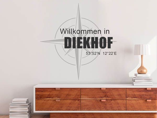 Wandtattoo Willkommen in Diekhof mit den Koordinaten 53°52'N 12°22'E