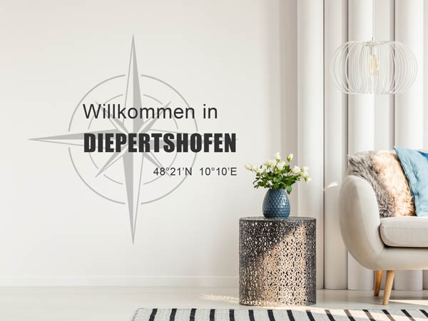 Wandtattoo Willkommen in Diepertshofen mit den Koordinaten 48°21'N 10°10'E