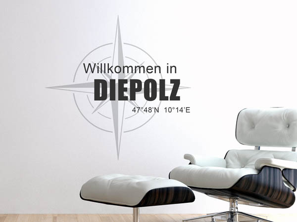 Wandtattoo Willkommen in Diepolz mit den Koordinaten 47°48'N 10°14'E